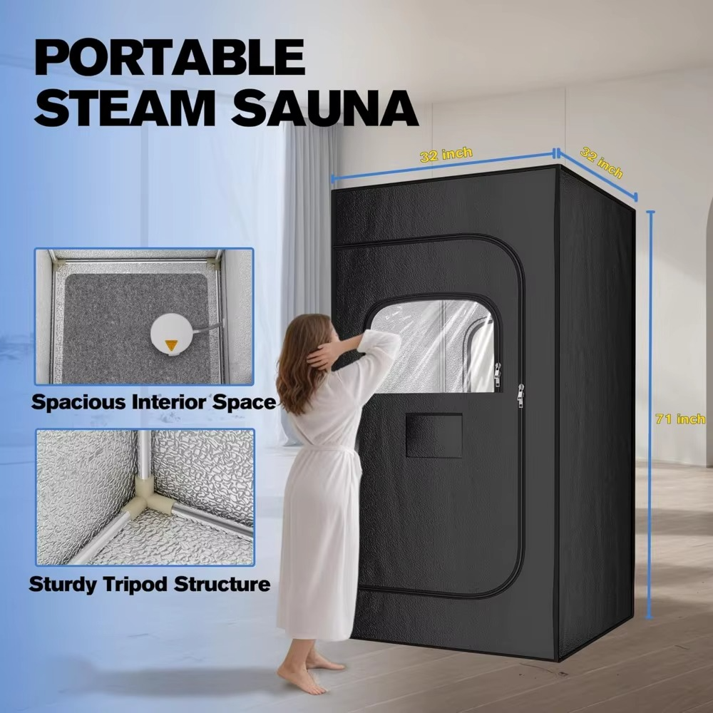 Magazaw portable home sauna with spacious interior and sturdy tripod structure for relaxation