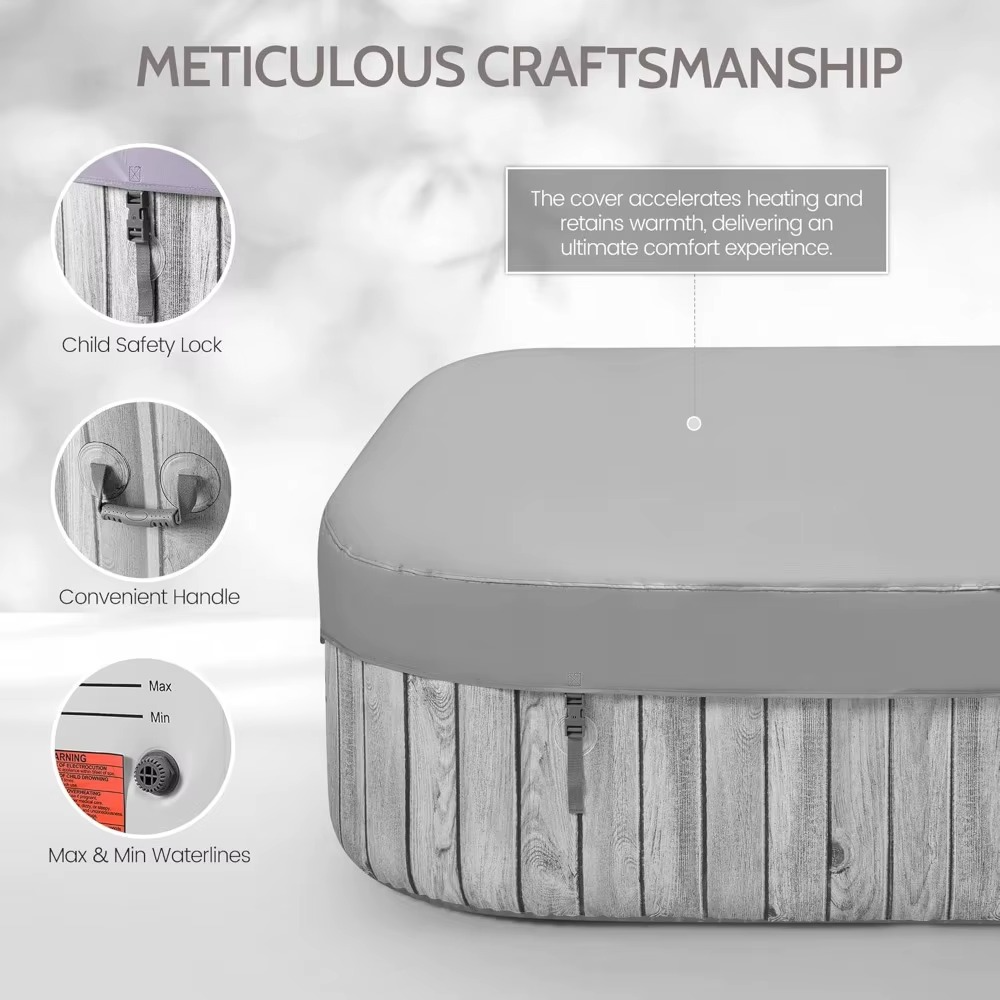 Magazaw™ portable inflatable hot tub with child safety lock and convenient handle for ultimate comfort