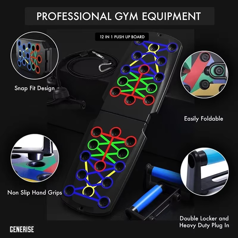 Magazaw portable push up board with non-slip grips and foldable design for effective workouts