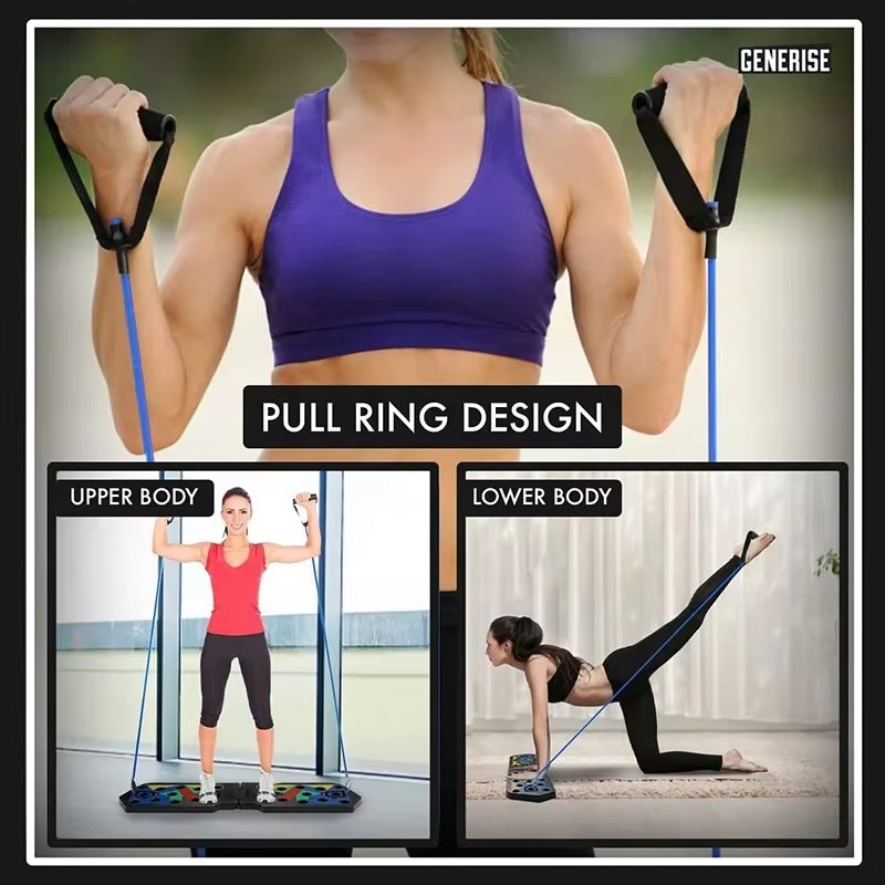 Magazaw portable push up board with pull ring design for upper and lower body workouts