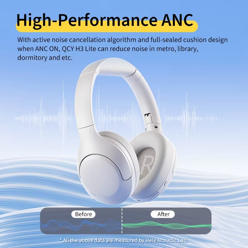 QCY H3 Lite Bluetooth headphones with active noise cancellation for superior sound quality