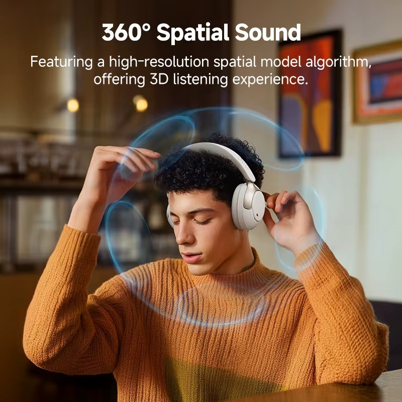QCY H3 Pro ANC headphones with 360 degree spatial sound for an immersive listening experience