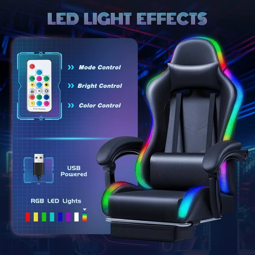 Magazaw RGB gaming chair with lights featuring adjustable LED effects and USB power