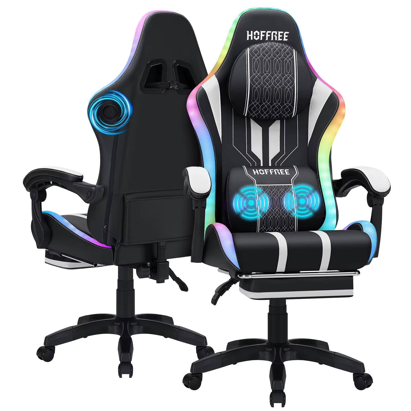 Magazaw RGB gaming chair with massage features and colorful LED lights for ultimate comfort