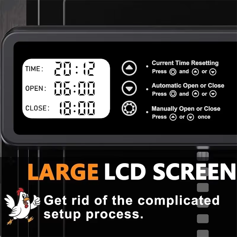 Magazaw smart chicken coop door opener with large LCD screen for easy setup and time management