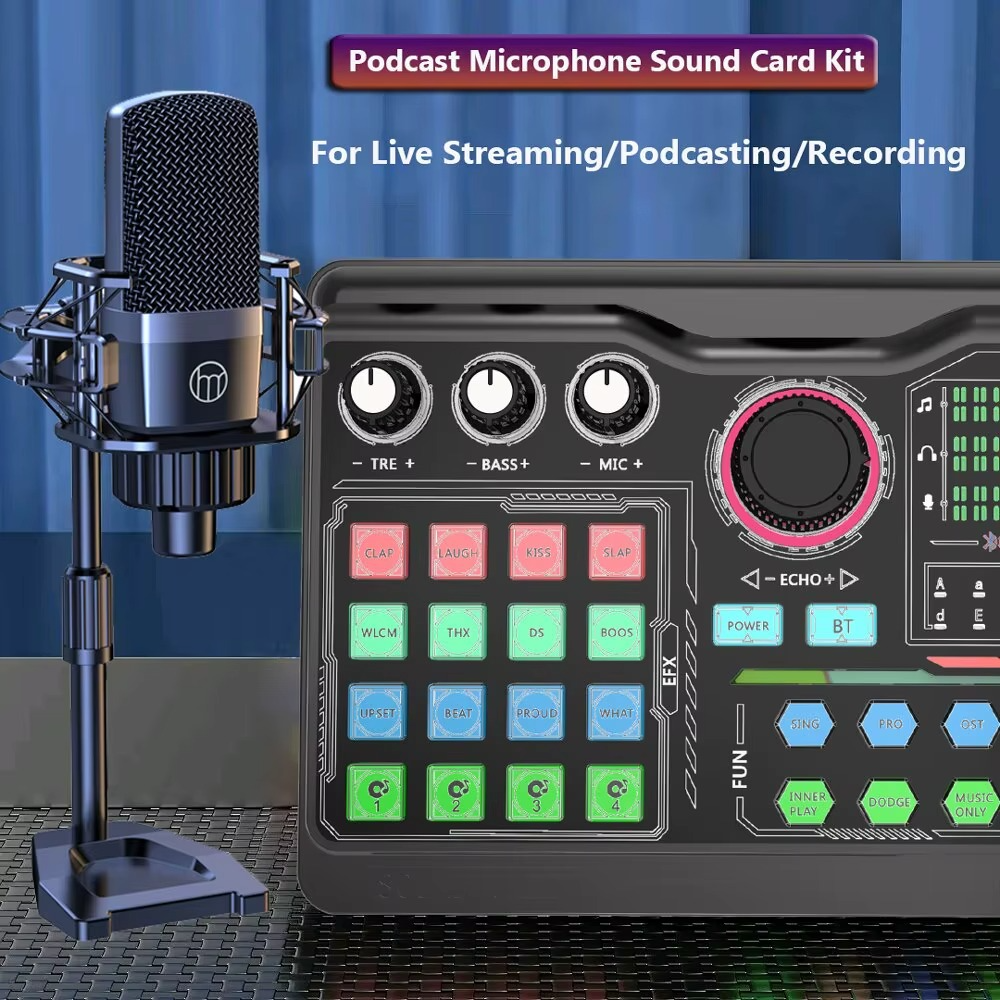 Magazaw podcast microphone kit with sound card for live streaming and podcasting