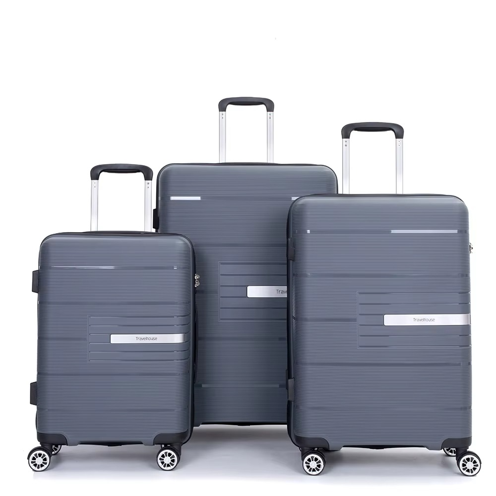 Magazaw lightweight luggage set in gray with three different sizes and smooth-rolling wheels