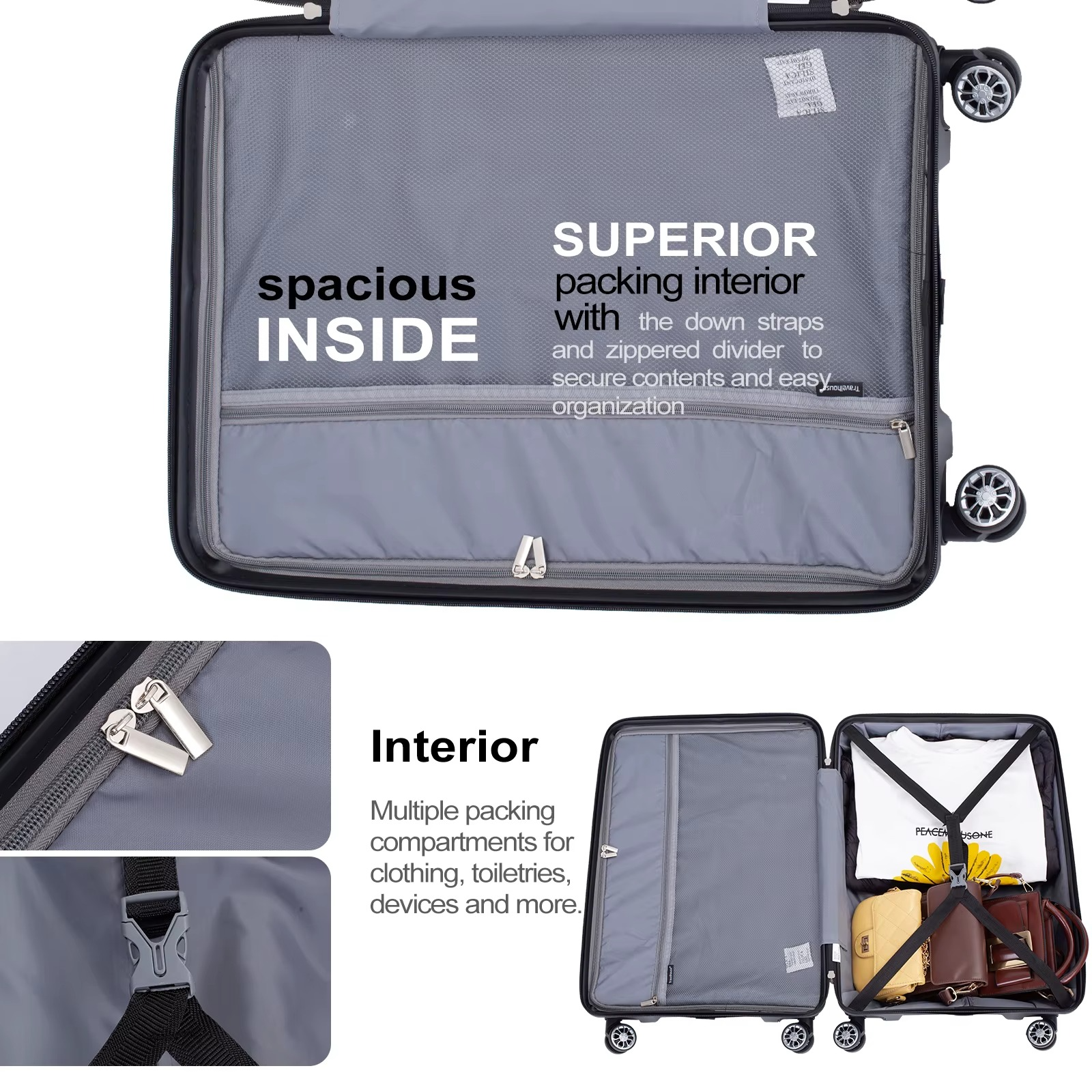 Magazaw lightweight luggage set with spacious packing interior and multiple compartments for organization