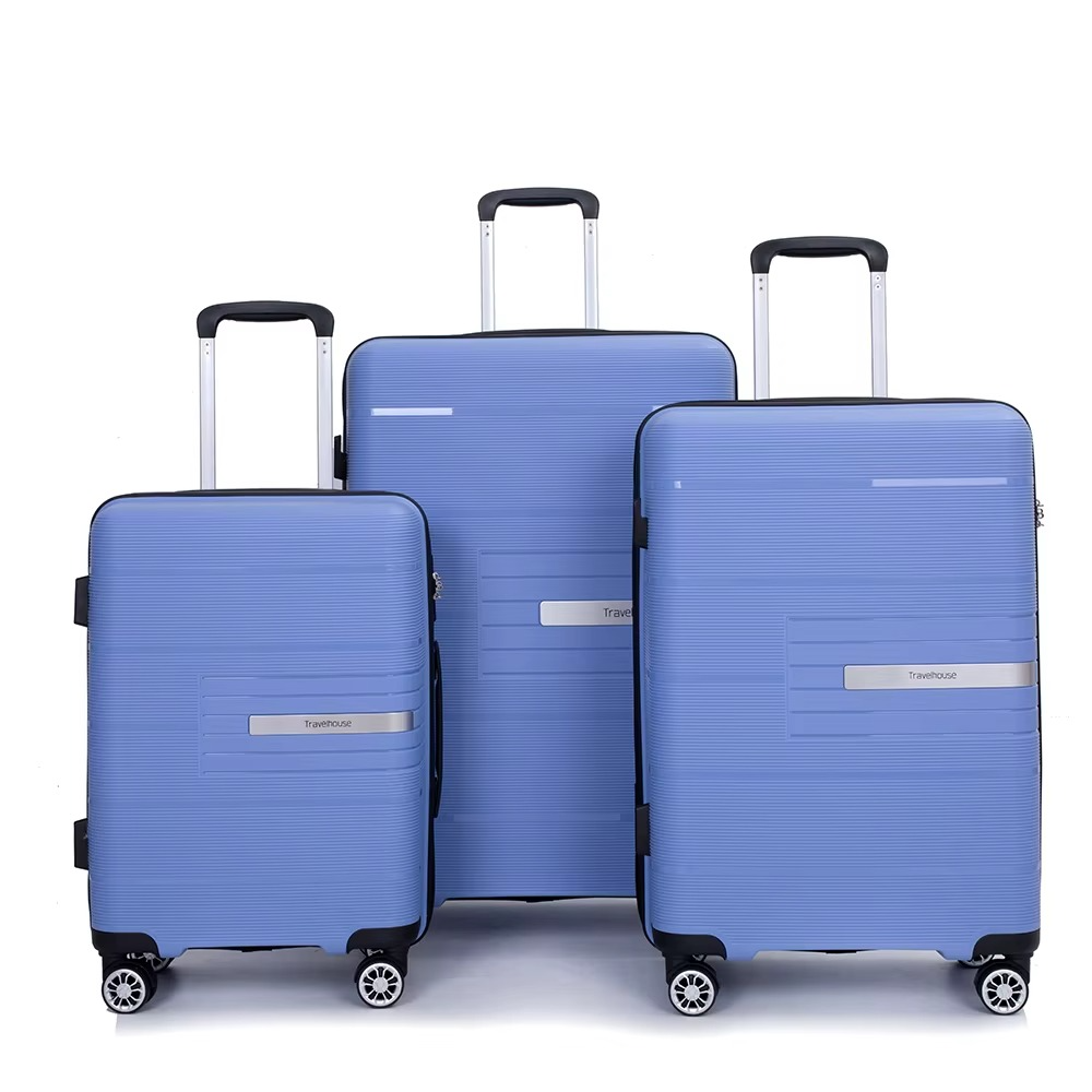Magazaw lightweight luggage set in blue featuring three sizes with smooth-rolling wheels