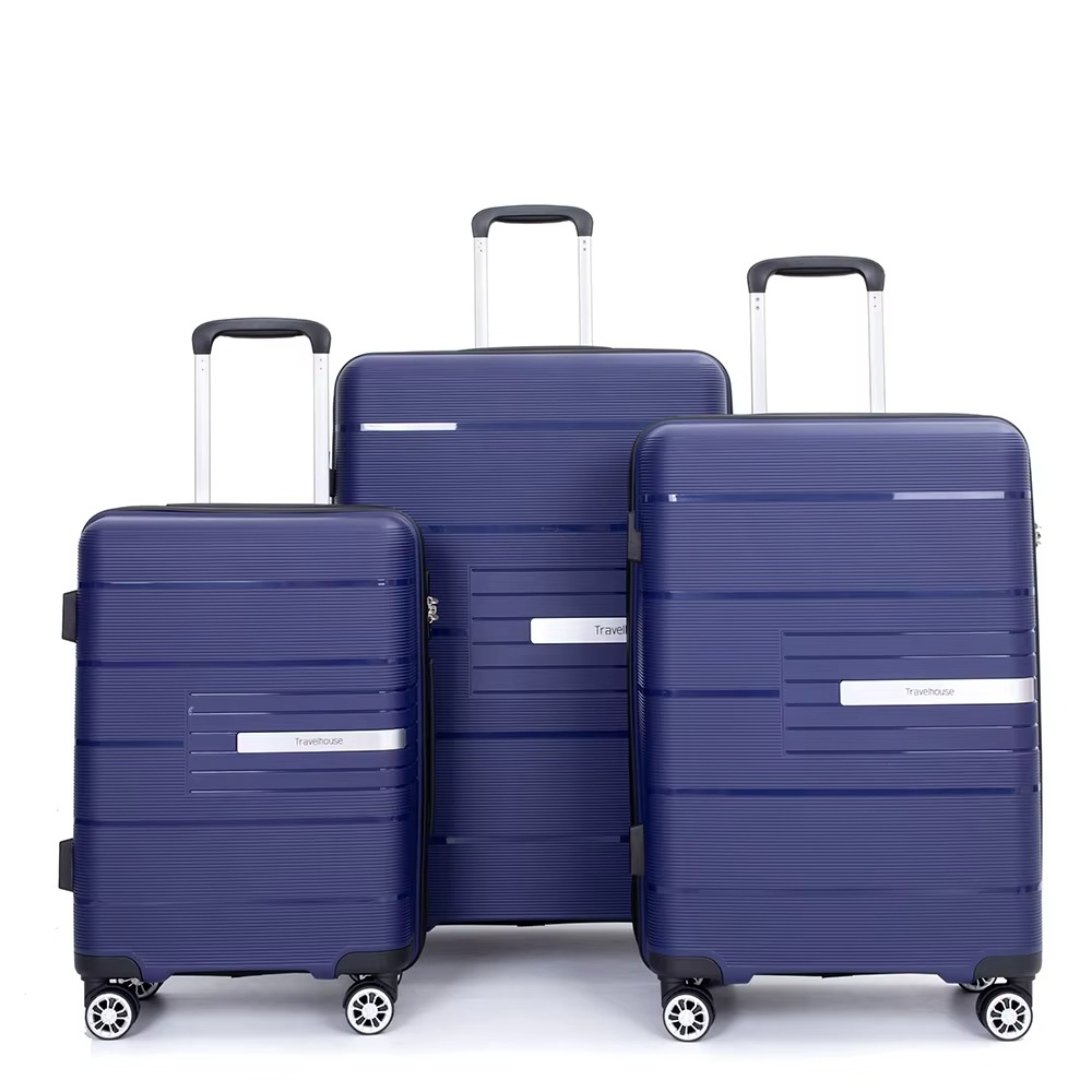 Magazaw lightweight luggage set in navy blue with durable shells and smooth-rolling wheels