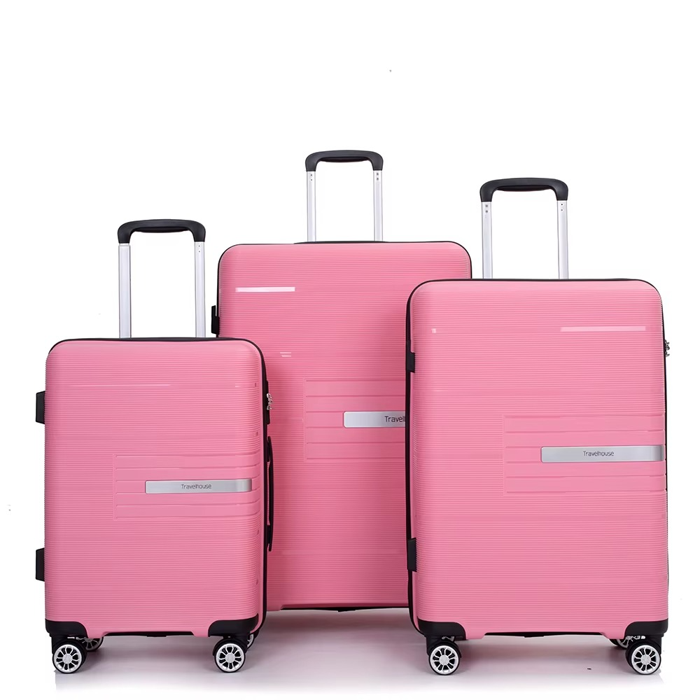 Magazaw lightweight luggage set in pink with three sizes and smooth-rolling wheels