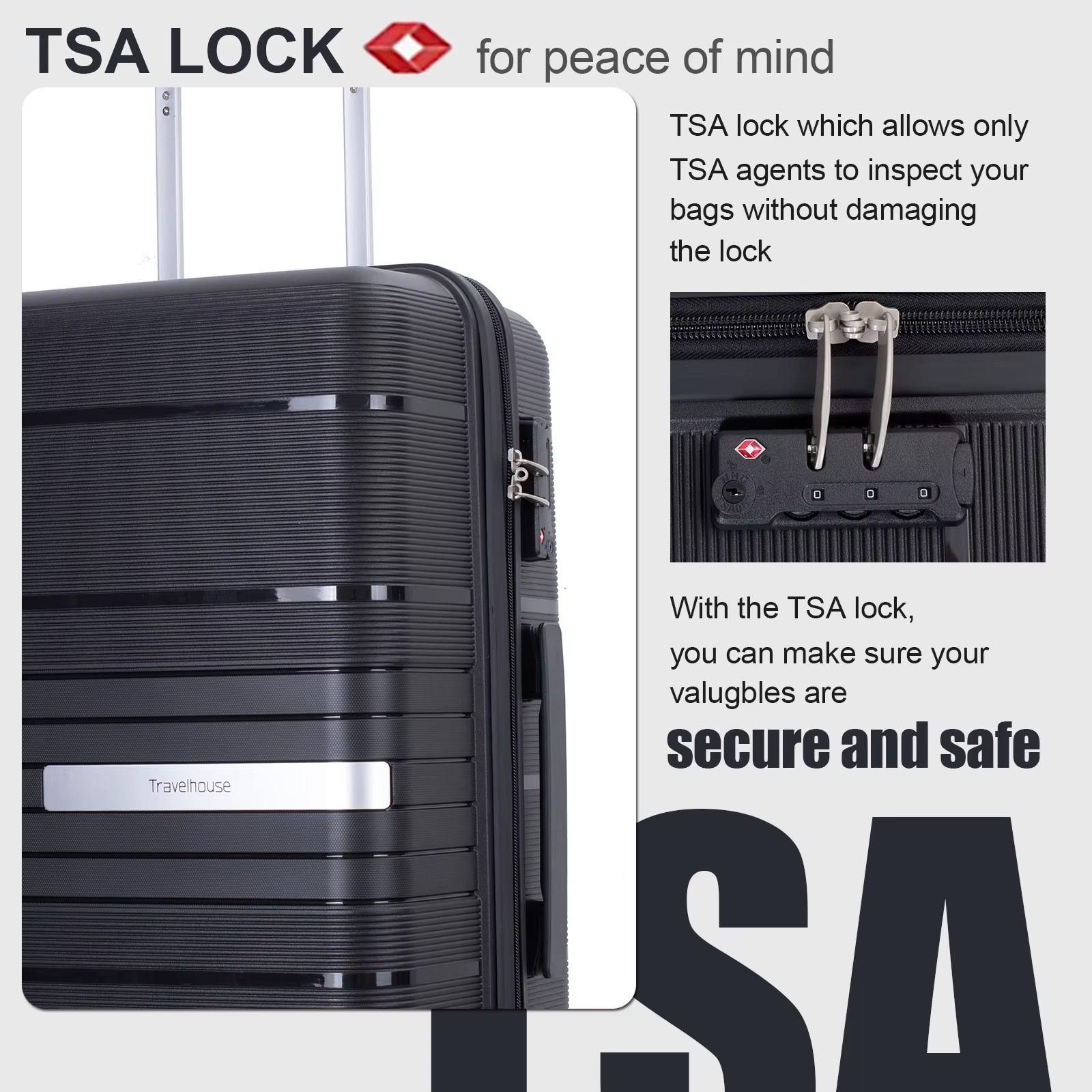 Magazaw lightweight luggage set featuring a TSA lock for secure and safe travel