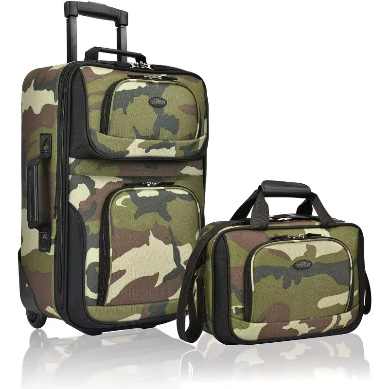 Magazaw lightweight carry-on luggage set in camouflage design with wheels and matching travel bag
