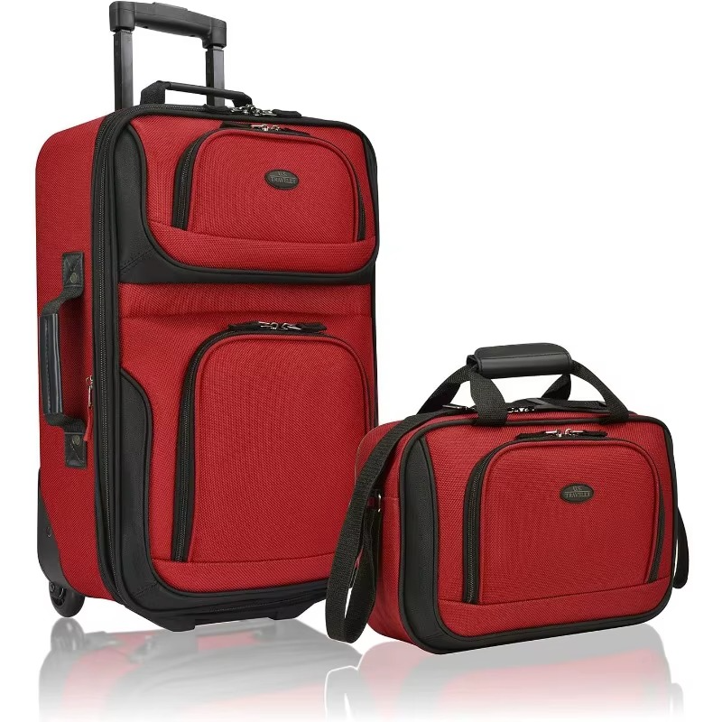 Magazaw lightweight carry-on luggage set in red with a wheeled suitcase and matching travel bag