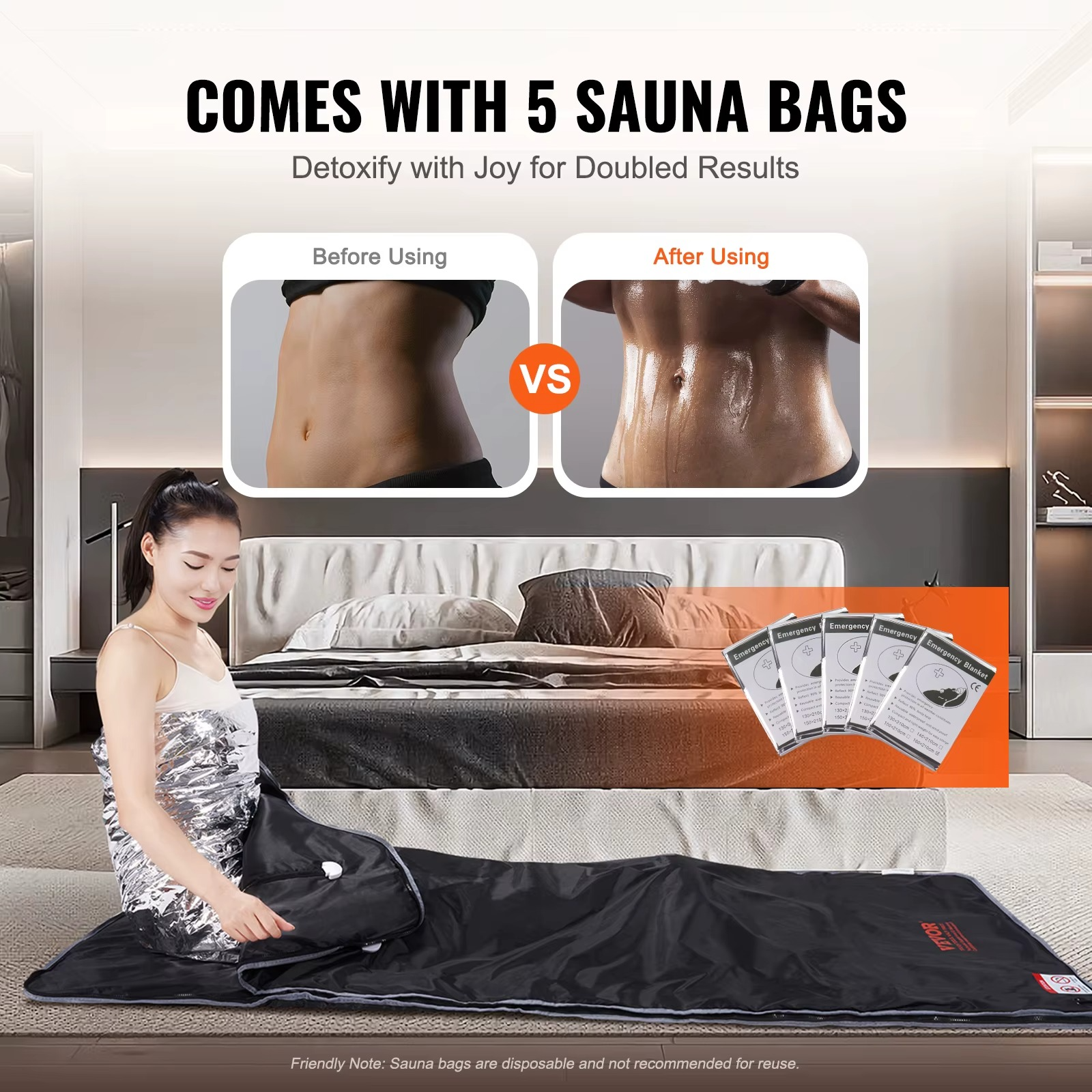 Magazaw sauna blanket for detox featuring a comparison of body results before and after using the blanket