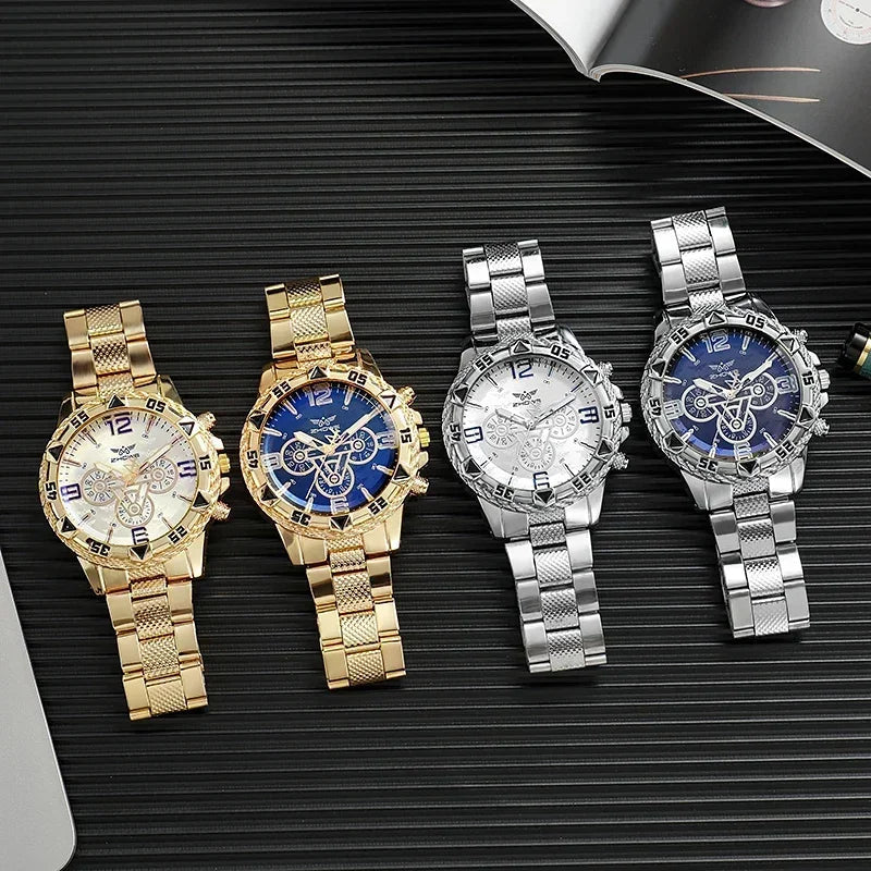 Voocci classic business wristwatch collection featuring gold, silver, and blue designs
