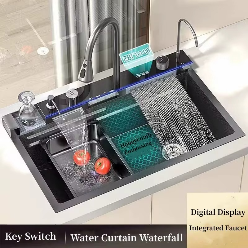 Modern Magazaw 304 stainless steel kitchen sink with integrated faucet and digital display