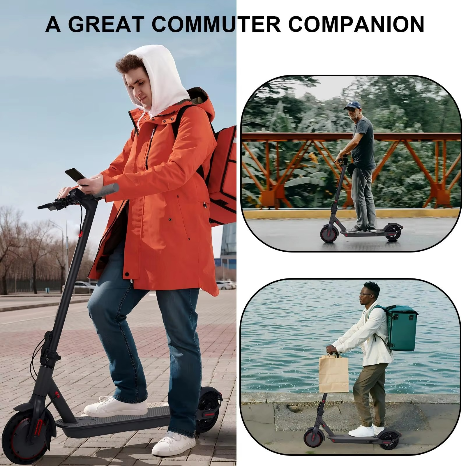 Magazaw 350W foldable electric scooter showcased by people commuting and enjoying outdoor rides