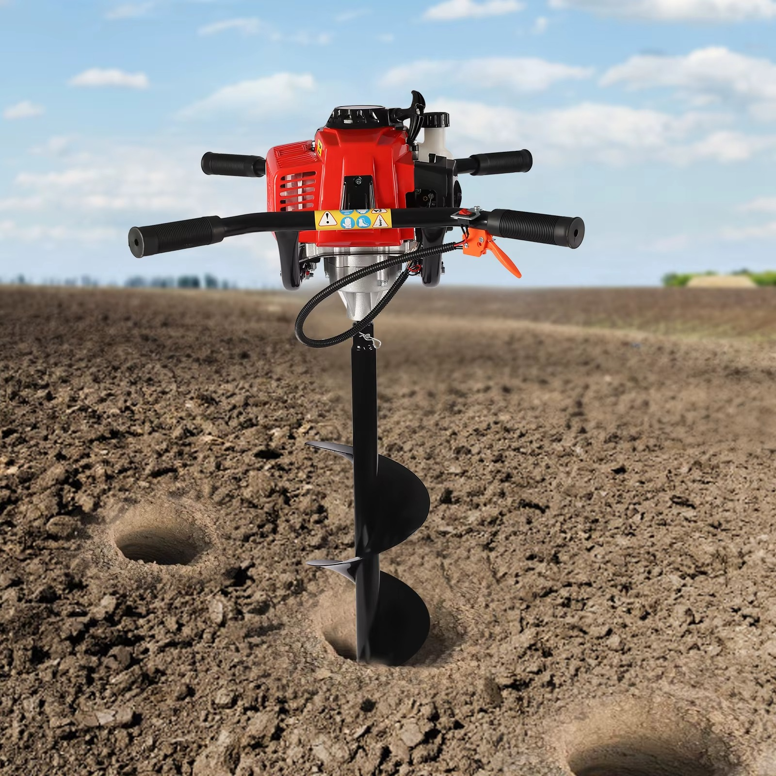 Magazaw™ 63cc gas post hole digger with dual handles for easy digging in various soil types