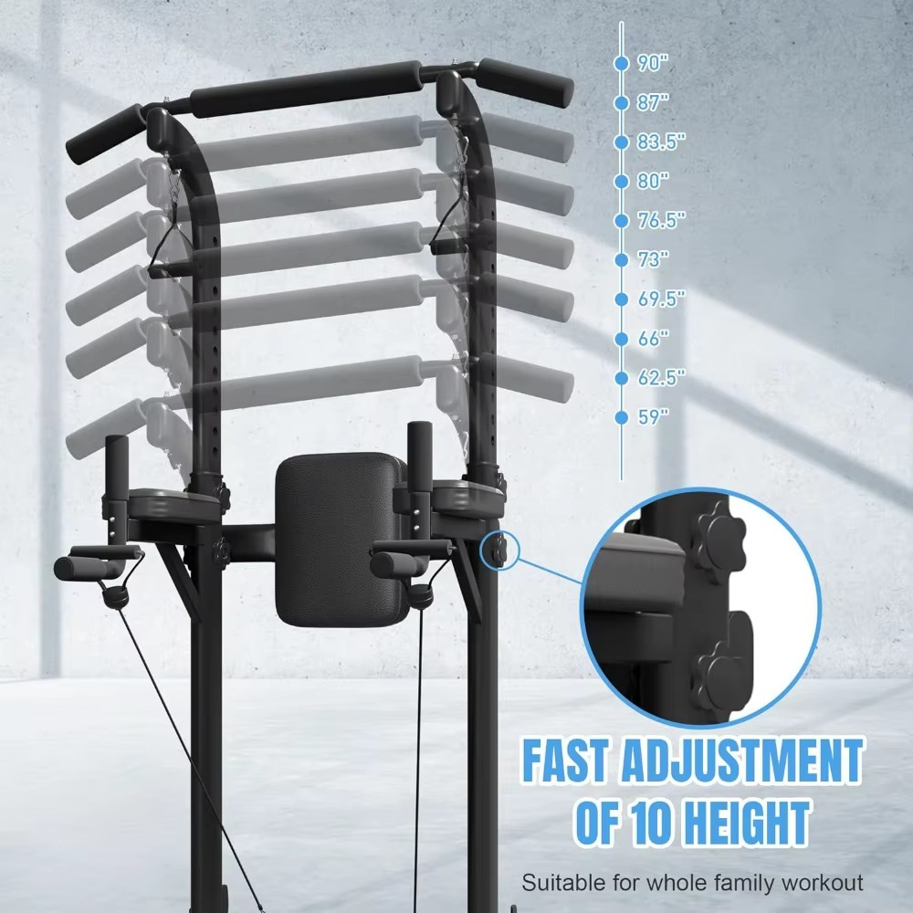 Magazaw adjustable power tower home gym with fast height adjustments for versatile workouts