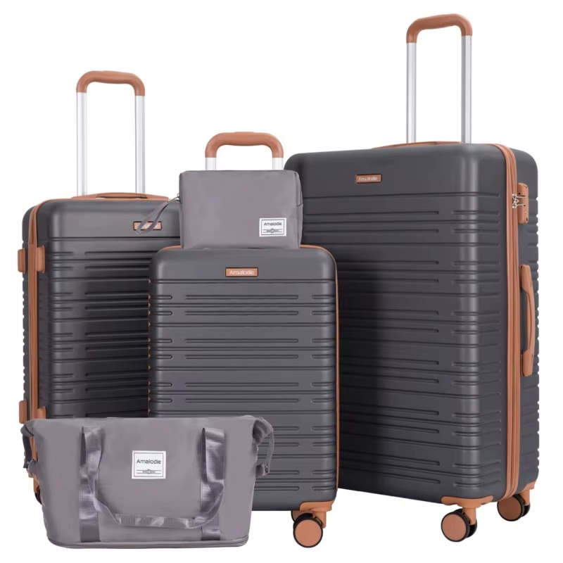 Magazaw 5-piece luggage set in gray with stylish design and convenient carry bags