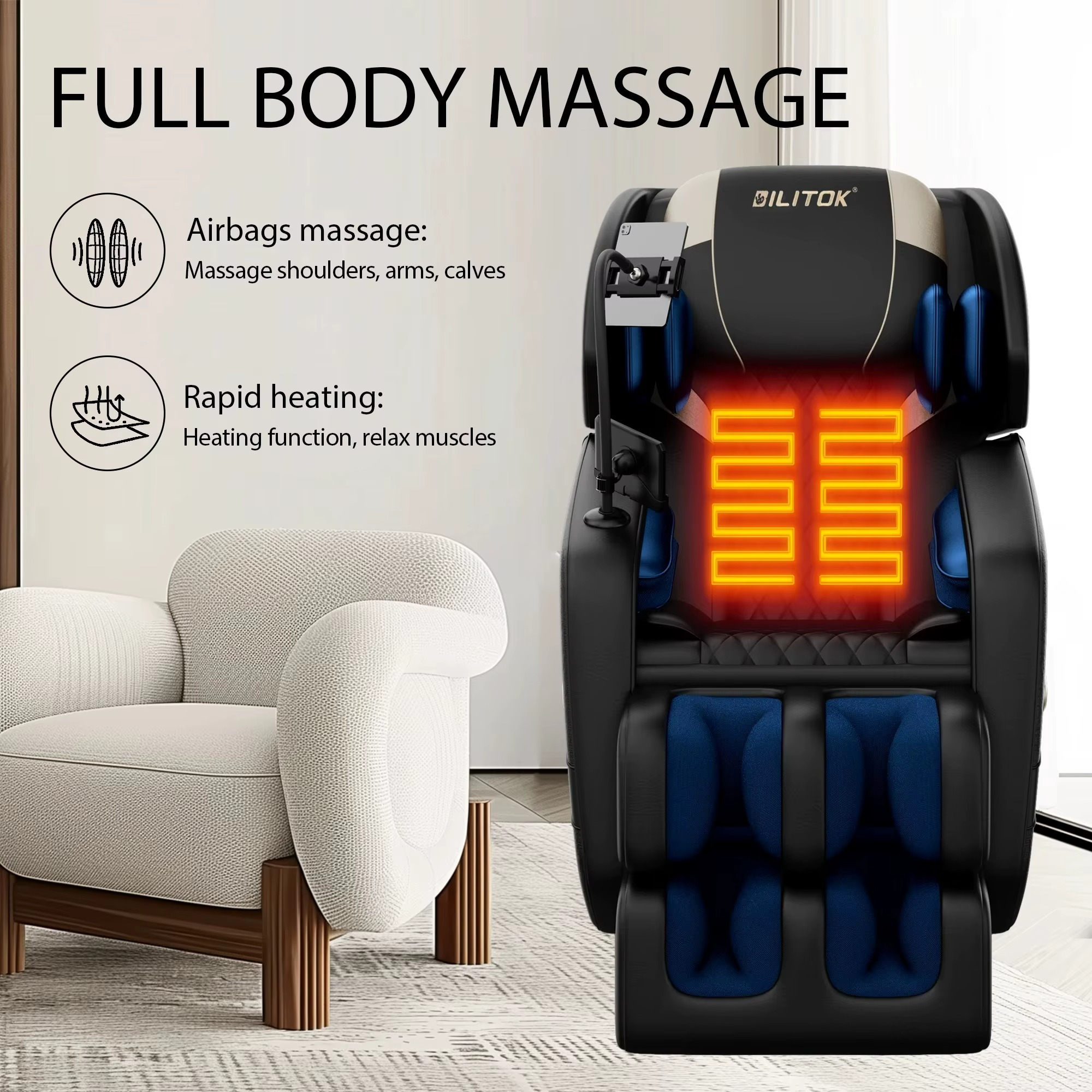 Magazaw Zero Gravity Massage Chair with full body airbag massage and rapid heating features
