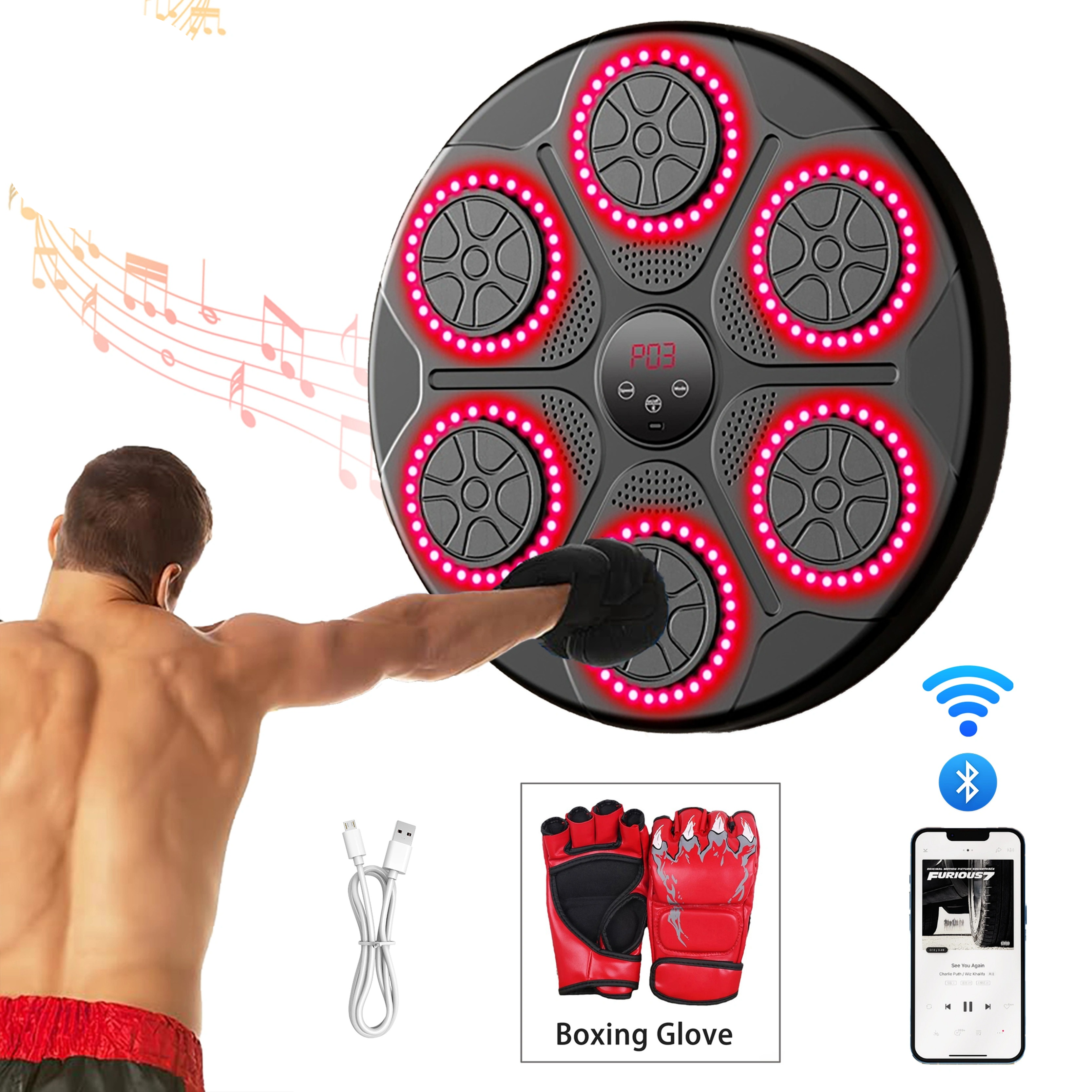 Magazaw Bluetooth boxing trainer with LED lights for interactive workout sessions at home