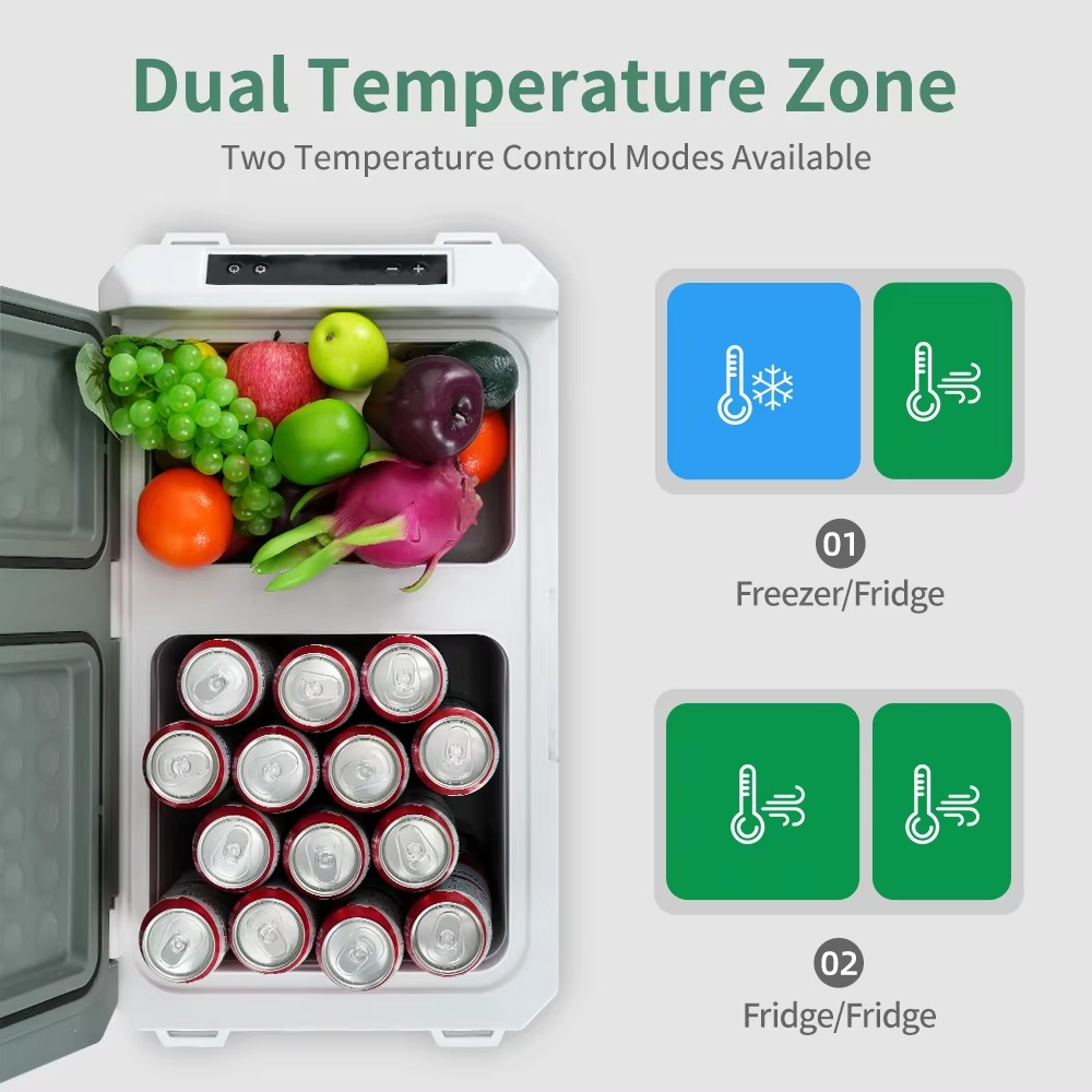 Magazaw car refrigerator dual zone with two temperature settings for freezer and fridge options