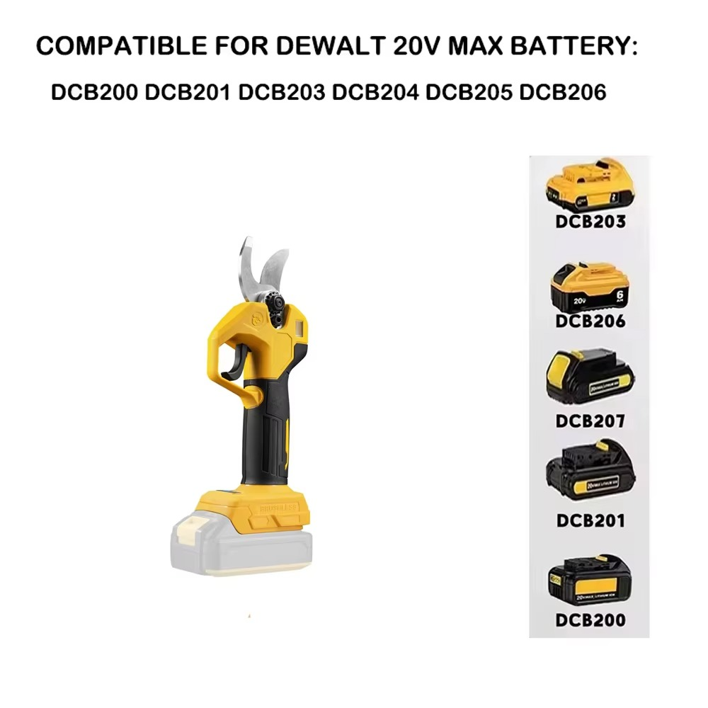 Magazaw cordless electric pruning shears compatible with Dewalt 20V max batteries for easy gardening