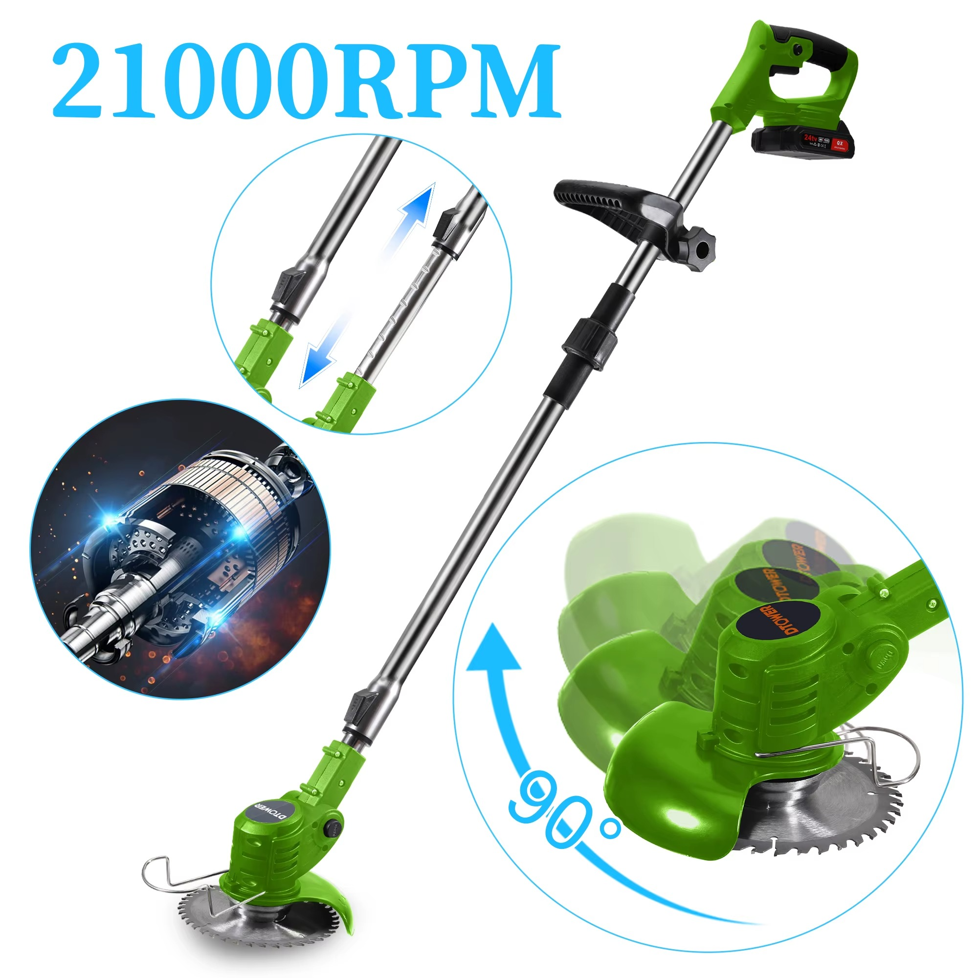 Magazaw cordless electric weed eater with adjustable head for easy trimming tasks