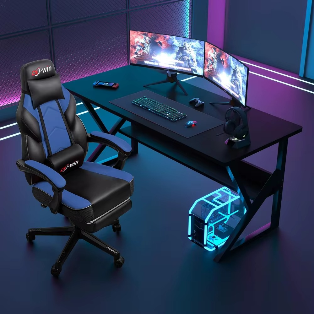 Magazaw ergonomic gaming chair with massage in a sleek gaming setup featuring dual monitors