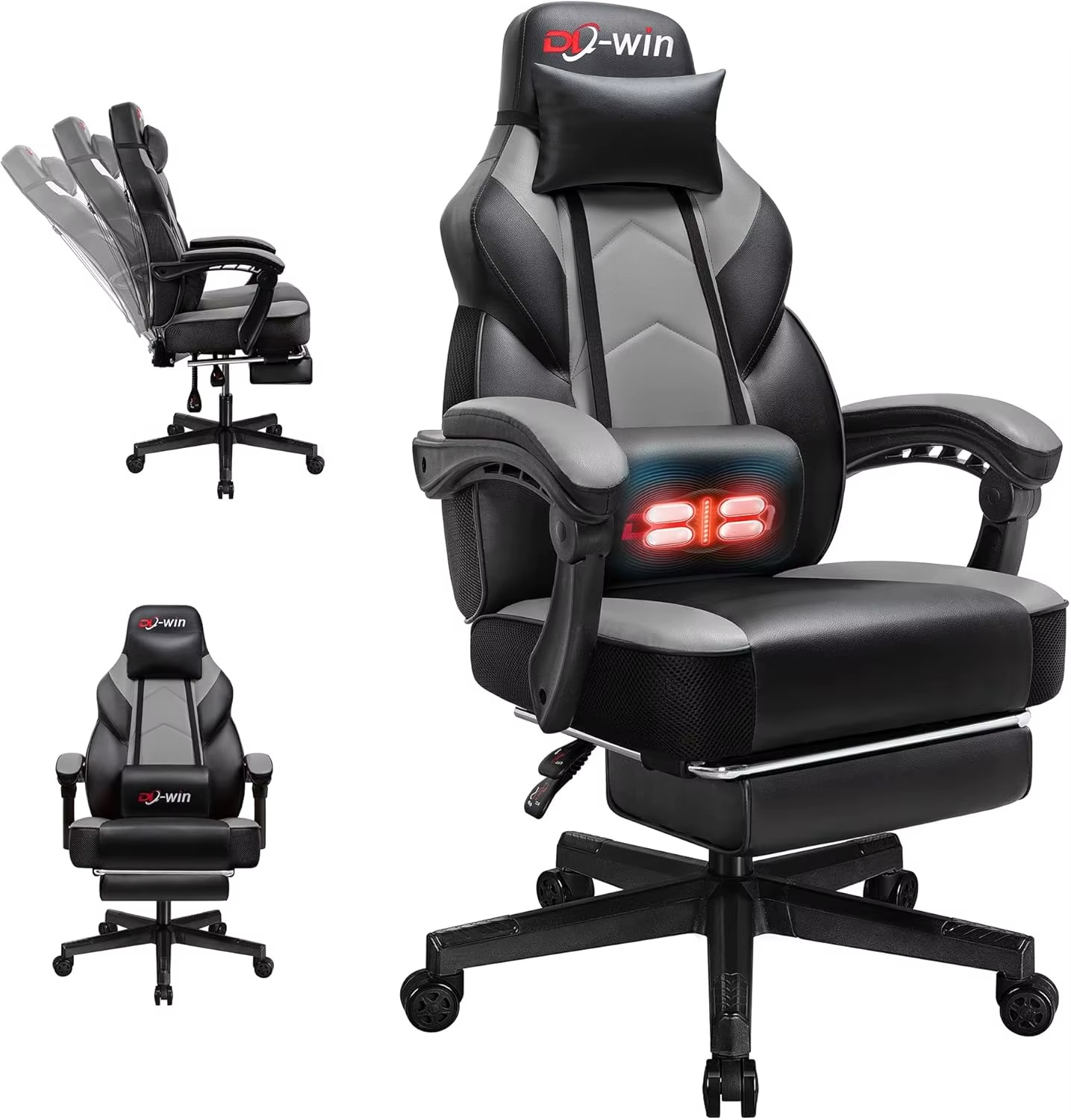 Magazaw ergonomic gaming chair with massage features adjustable reclining and lumbar support
