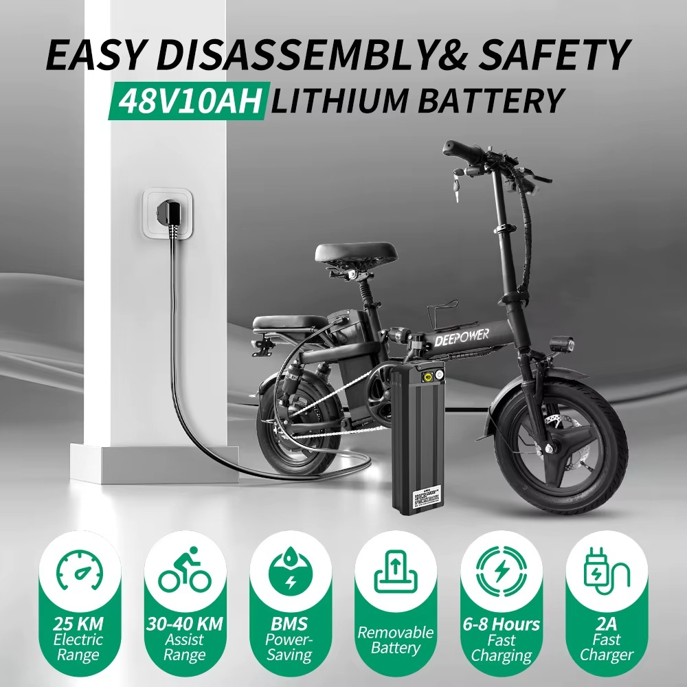 Magazaw foldable electric bike for adults with safety features and 48V lithium battery charging