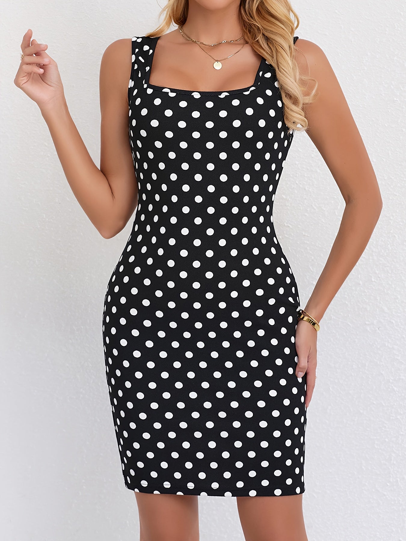 Voocci elegant women's summer dress in black with white polka dots for a stylish look