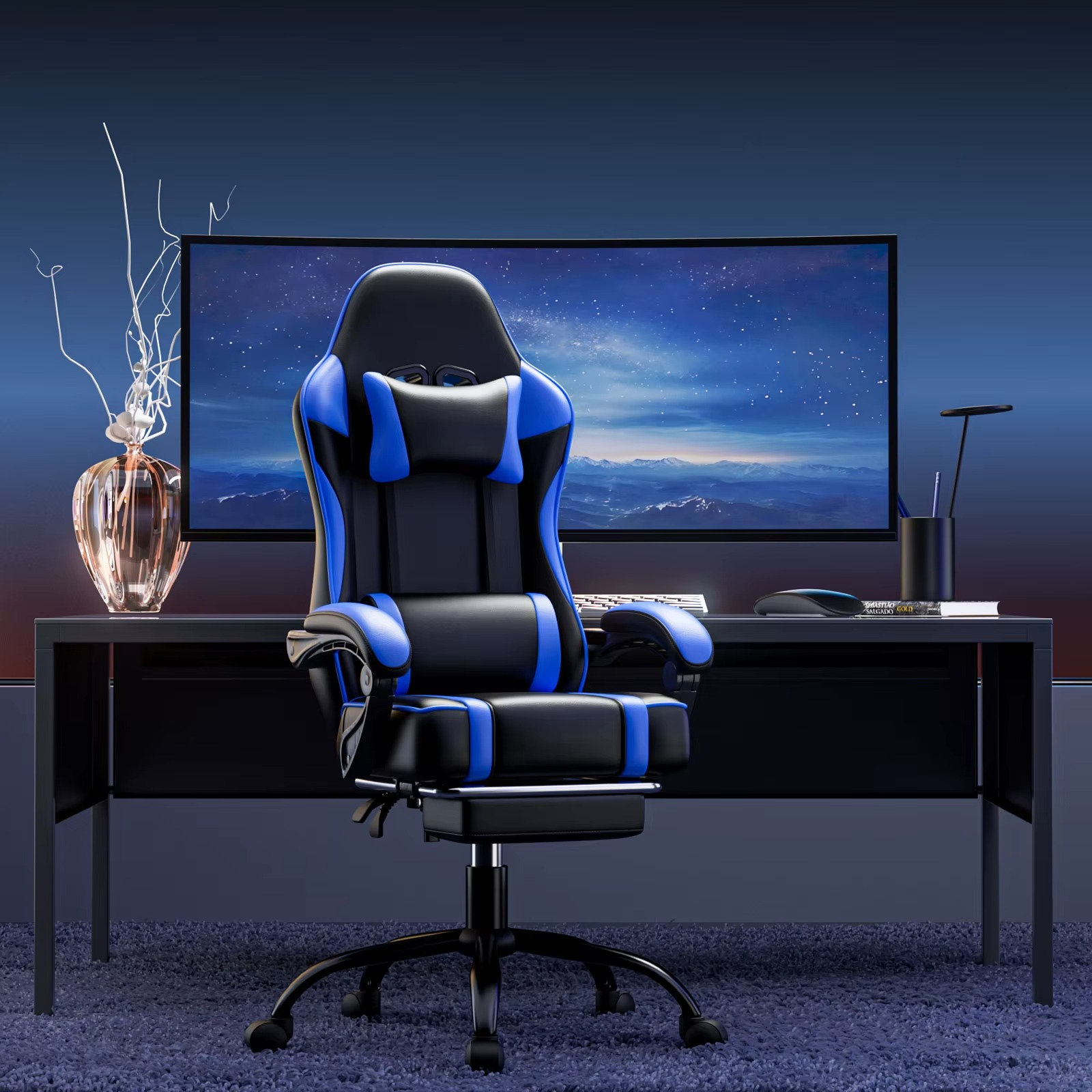 Magazaw ergonomic gaming chair with massager, featuring adjustable height and comfortable design for gamers