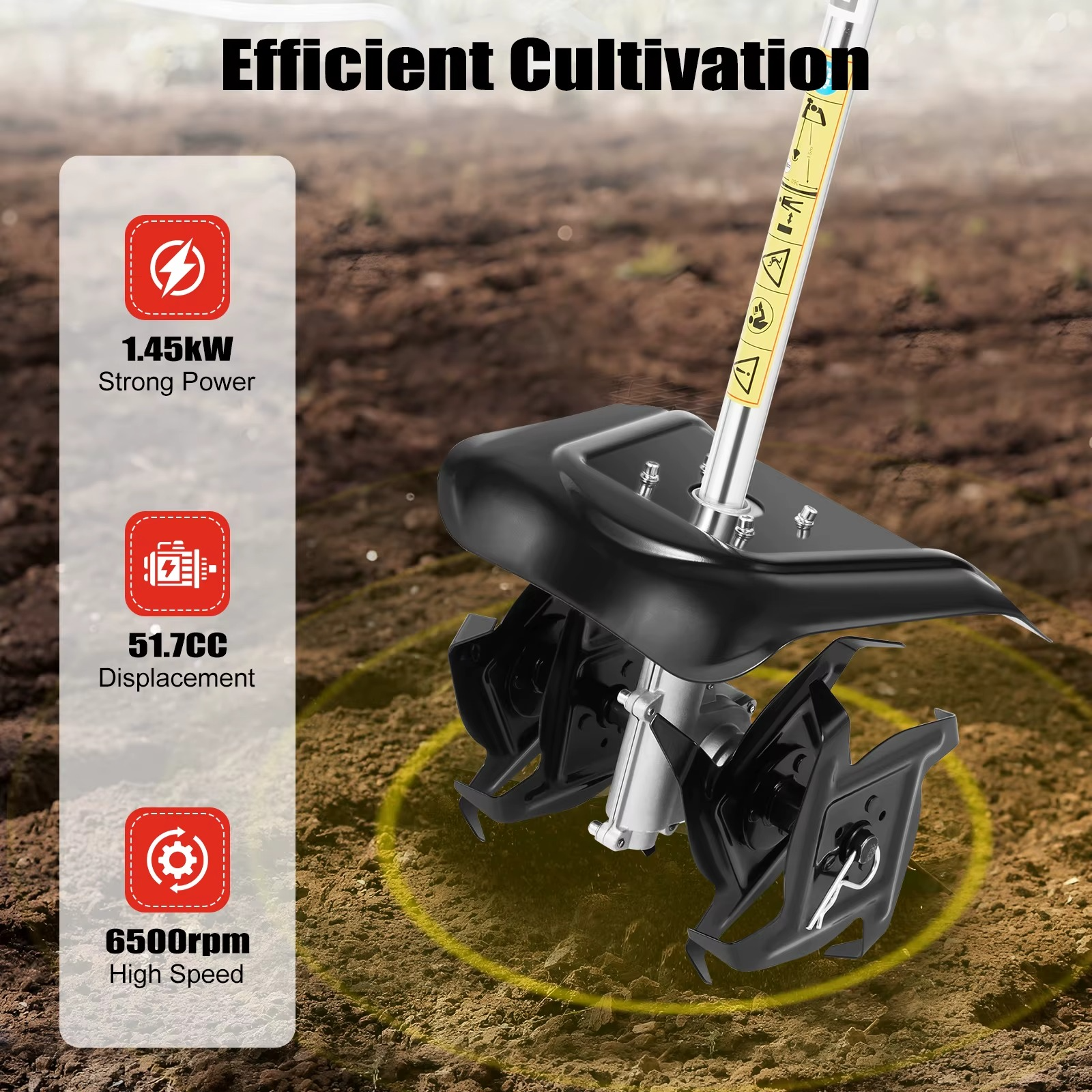 Magazaw gas-powered garden tiller with strong power and high-speed cultivation capabilities