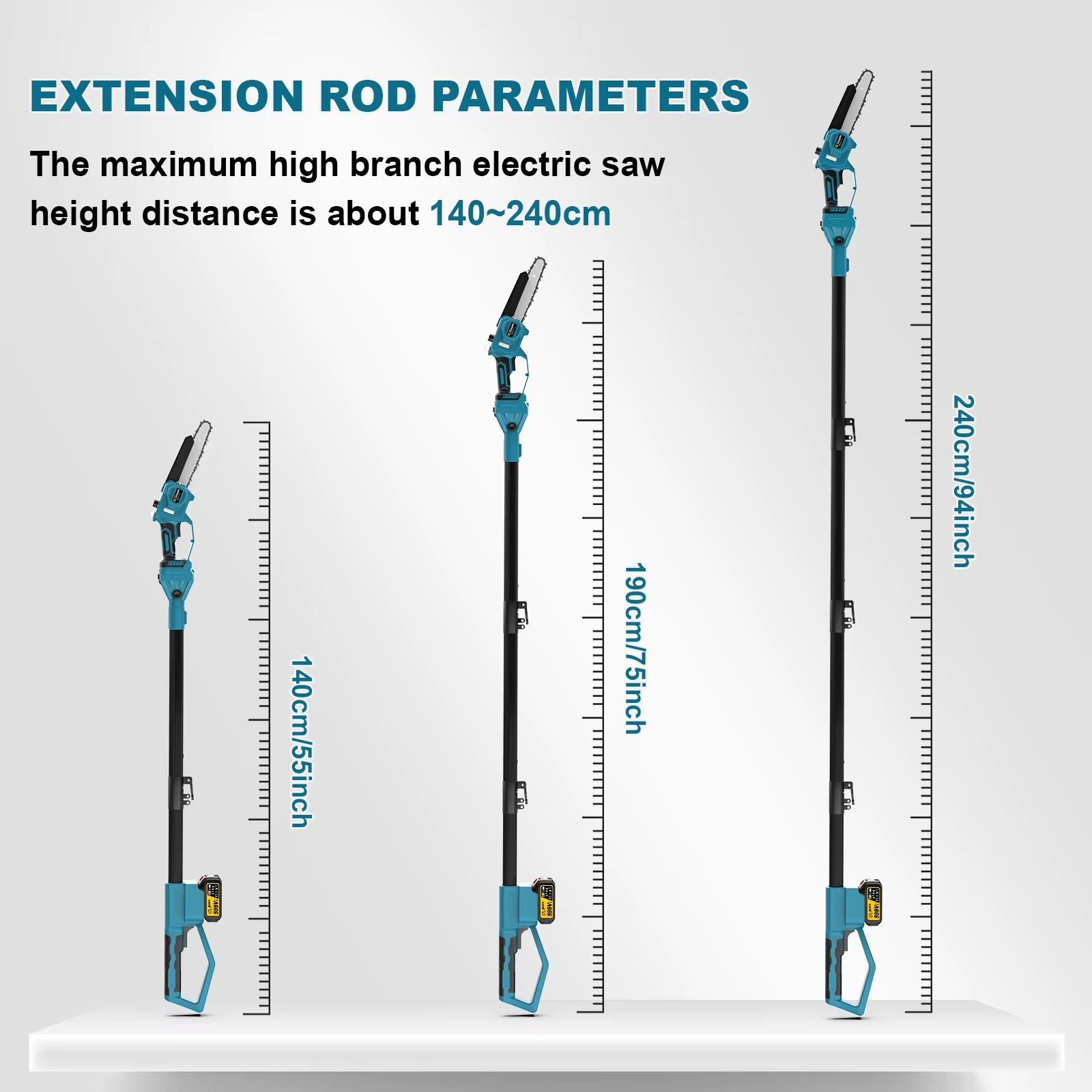 Gisam brushless pole chainsaw with adjustable extension rod parameters for high branches