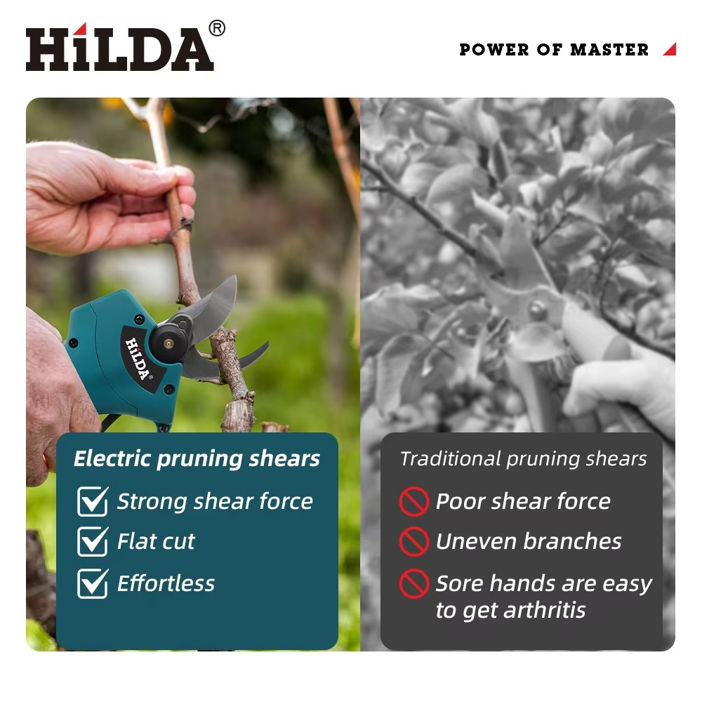 Magazaw cordless garden pruner showcasing strong shear force and effortless flat cut for easy gardening