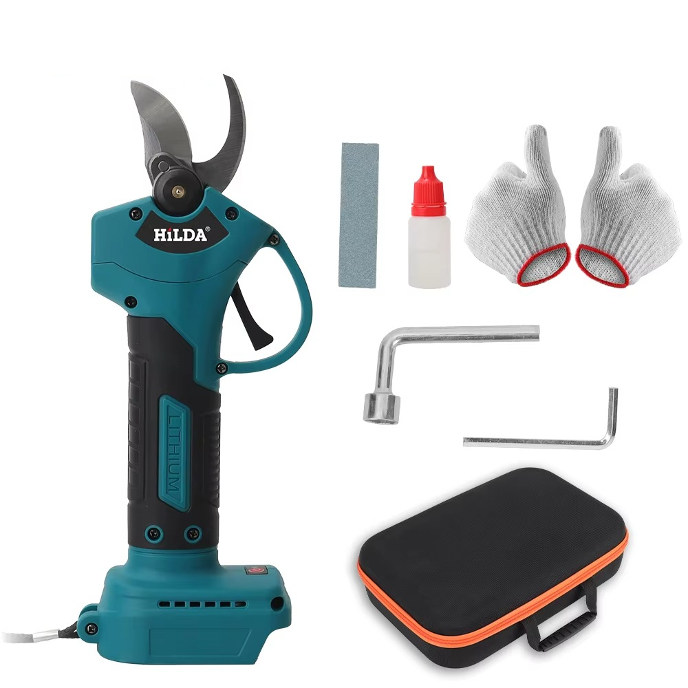 HILDA Cordless Garden Pruner Kit with Gloves, Oil, and Carrying Case for Easy Gardening Tasks