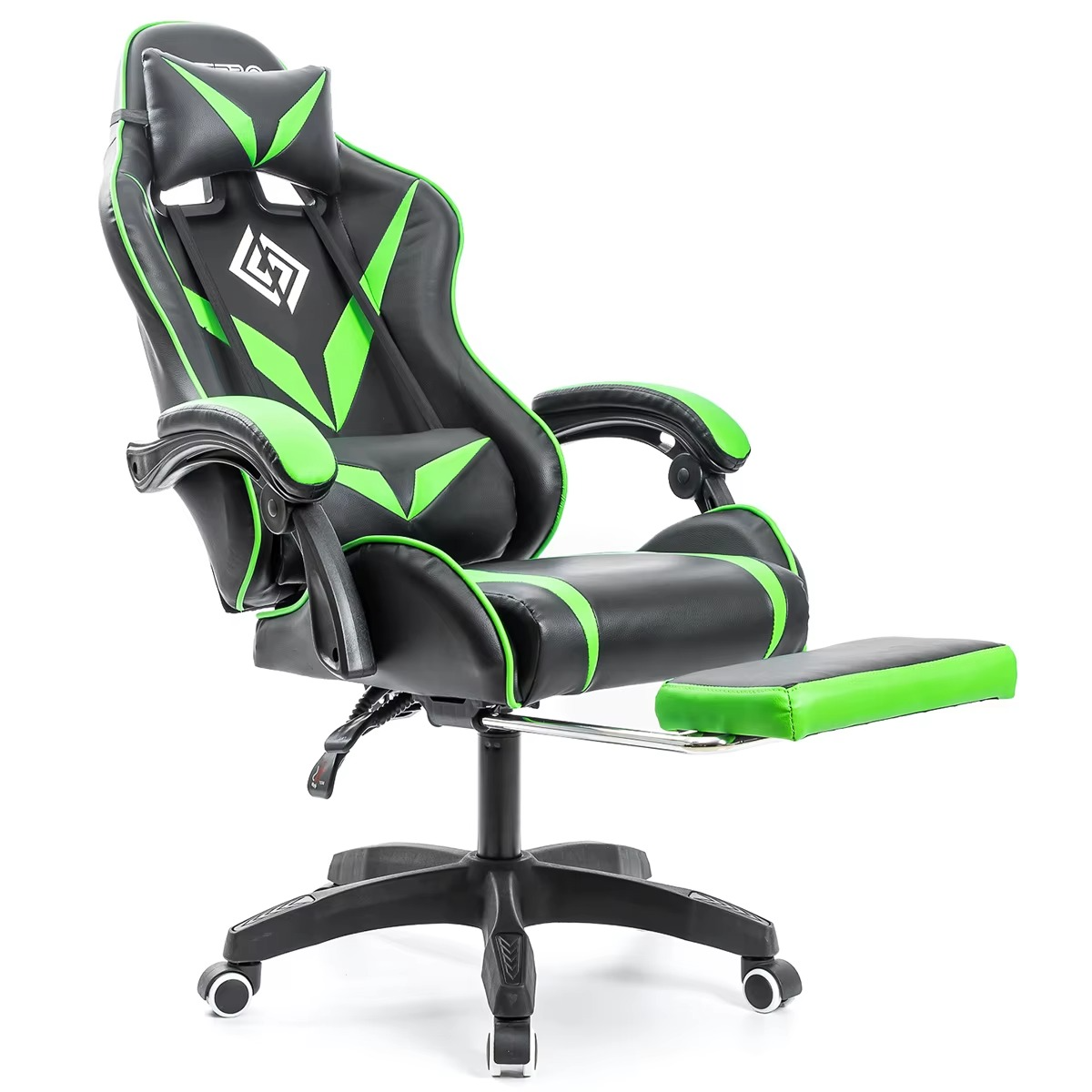 Magazaw kids gaming chair with footrest in black and green design for comfort and style