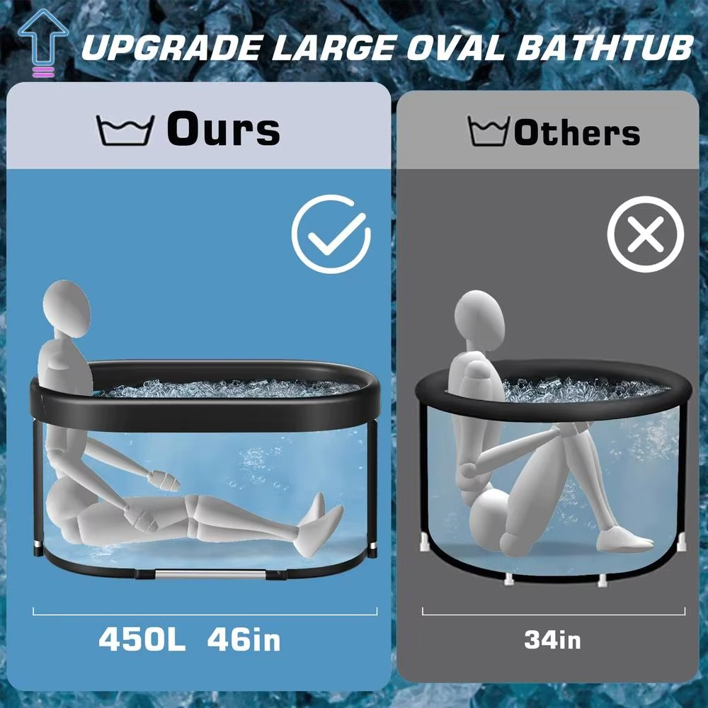 Upgrade large oval ice bath tub comparison showing spacious design for enhanced comfort