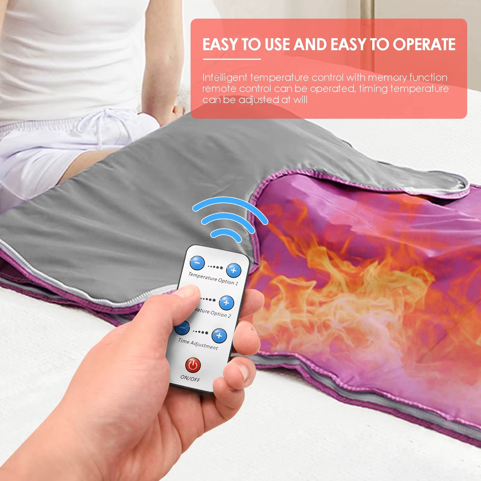 Magazaw™ infrared sauna blanket for weight loss featuring remote control and adjustable temperature settings