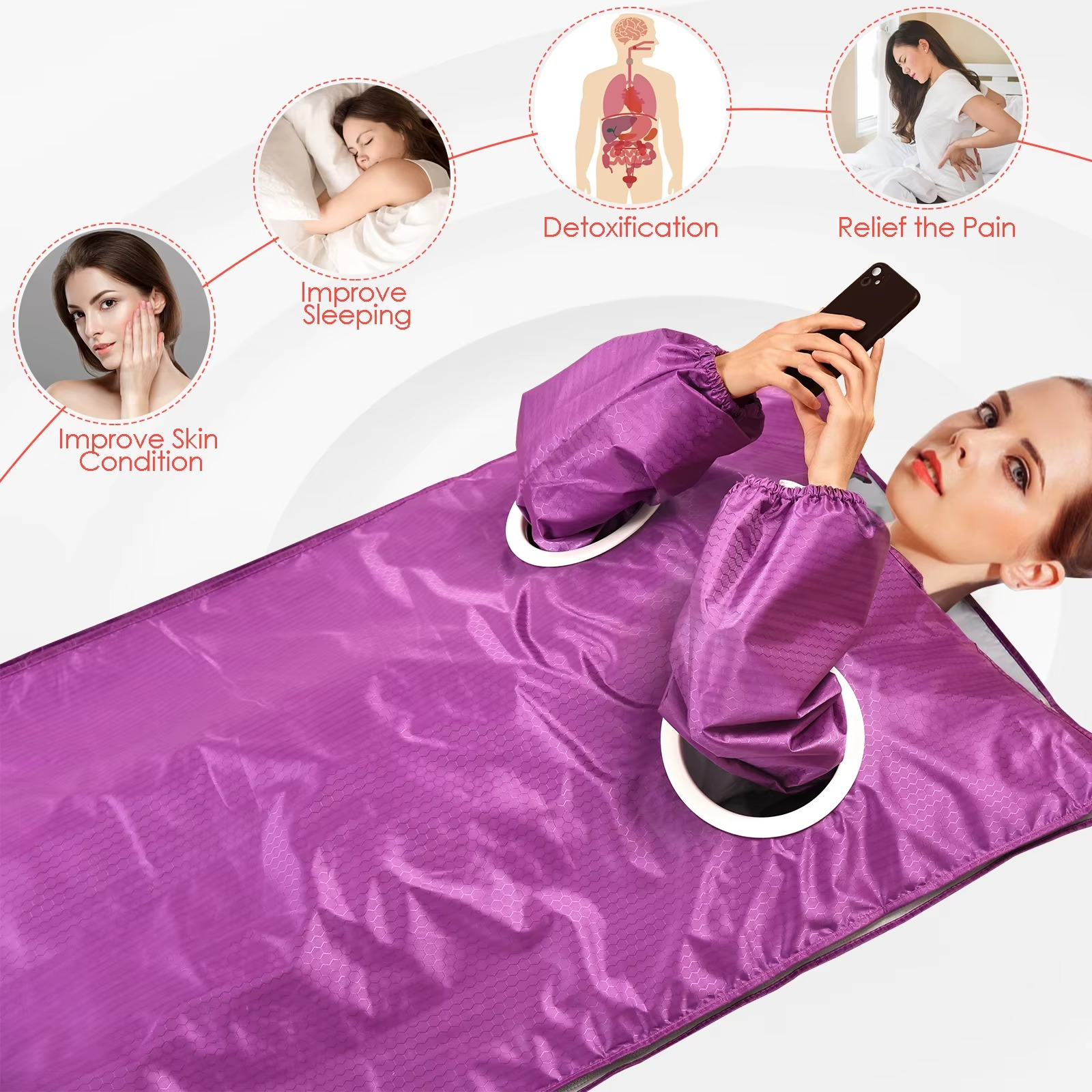 Magazaw™ infrared sauna blanket for weight loss featuring detoxification and pain relief benefits