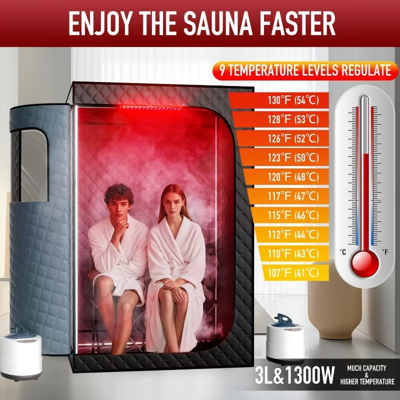 Magazaw 2-person infrared sauna with nine temperature levels and dual controls for a relaxing experience