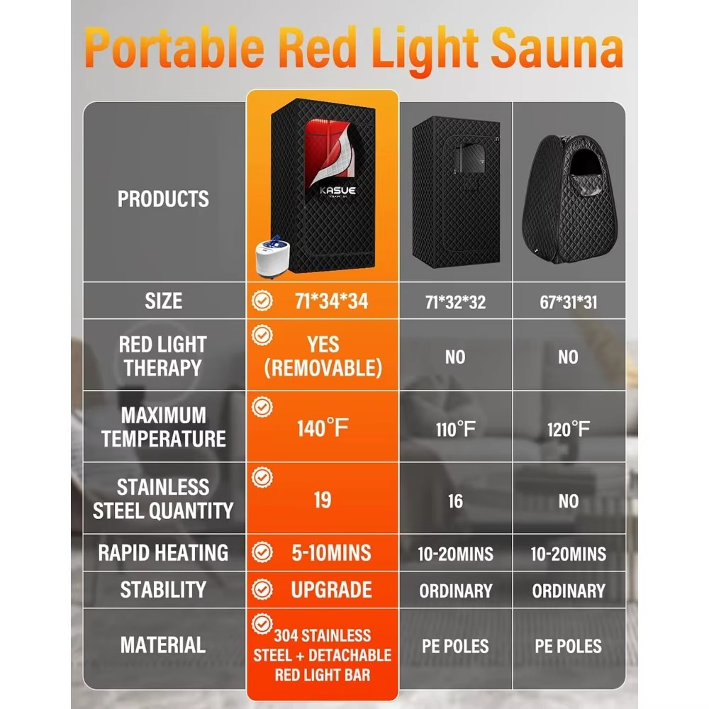 Magazaw™ Portable Infrared Sauna Box with Red Light Therapy, 71x34x34 inches, maximum temperature 140°F