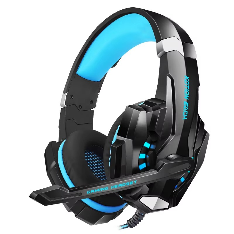 Magazaw G9000 gaming headphones in black and blue with noise isolation and adjustable microphone