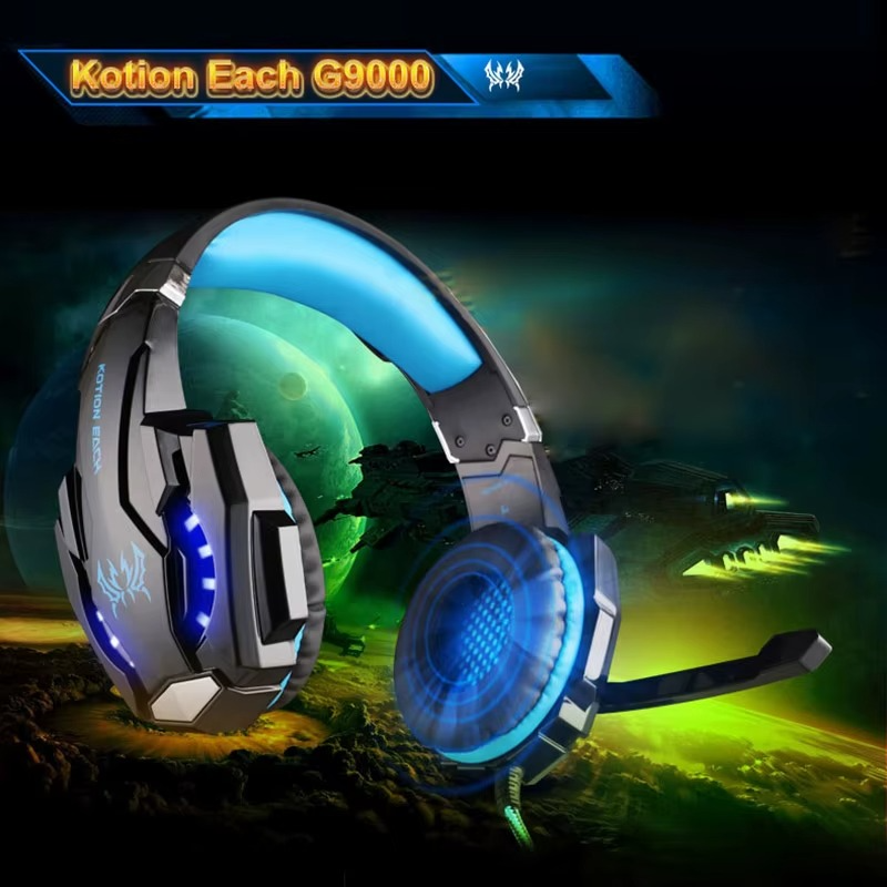 Kotion Each G9000 gaming headphones with LED lights and adjustable microphone for immersive gaming experiences