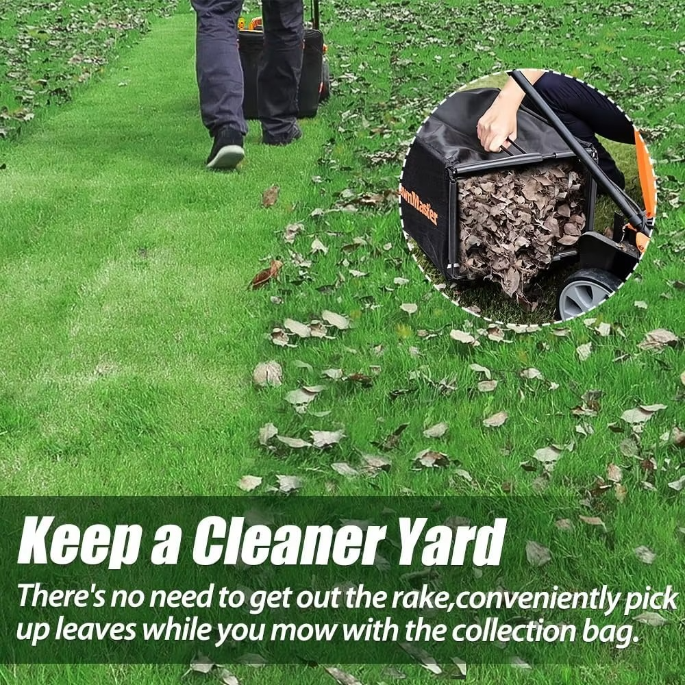 Magazaw electric lawn mower for small yards effortlessly collects leaves while mowing grass