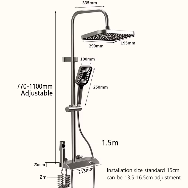 Magazaw LED rain shower set with adjustable height and modern design for a luxurious shower experience