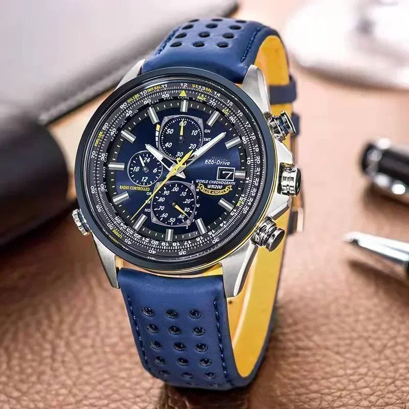 Voocci luxury men's quartz watch 2024 with blue strap and chronograph features for stylish wear